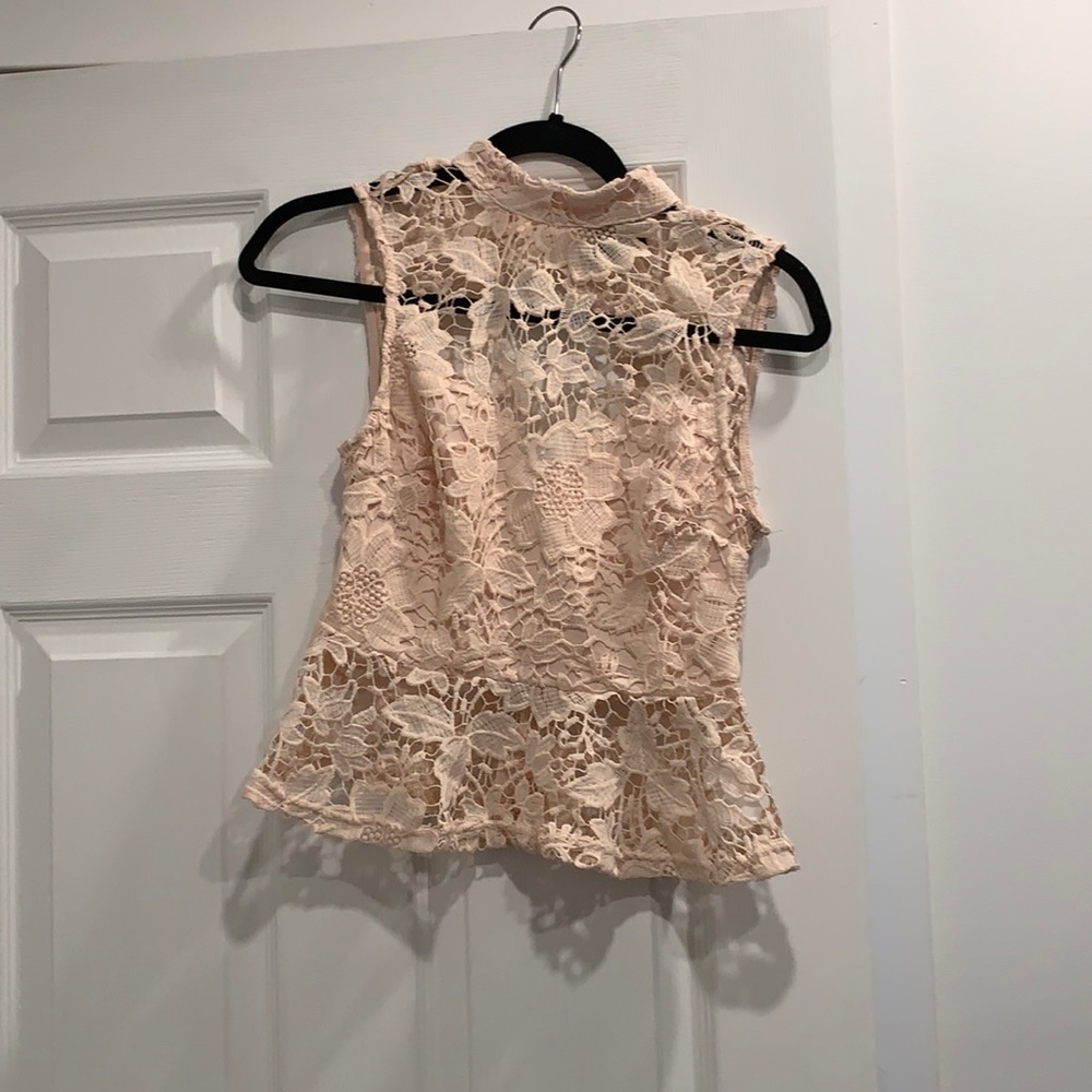 Pink floral lace backless top